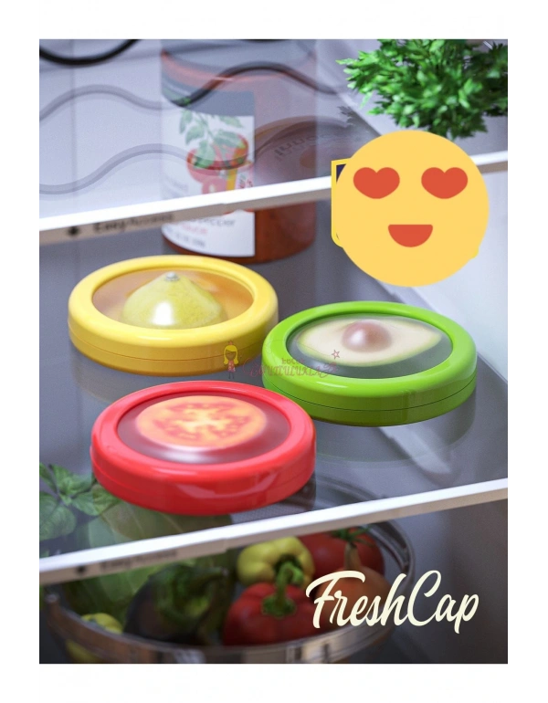 FreshCap Meyve Sebze Soğan Limon ve Domates Saklama Kabı Esnek ve Yeniden Kullanılabilir ( 3 Adet )