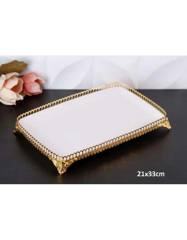 GOLD DETAYLI SADE BÜYÜK DİKDÖRTGEN ORDÖV TABAĞI