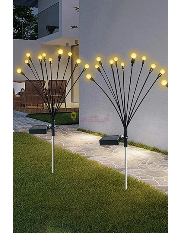 Güneş Enerjili Beyaz / SARI Bahçe Aydınlatma 6 Ledli Şık Dekoratif Solar Bahçe Lambası
