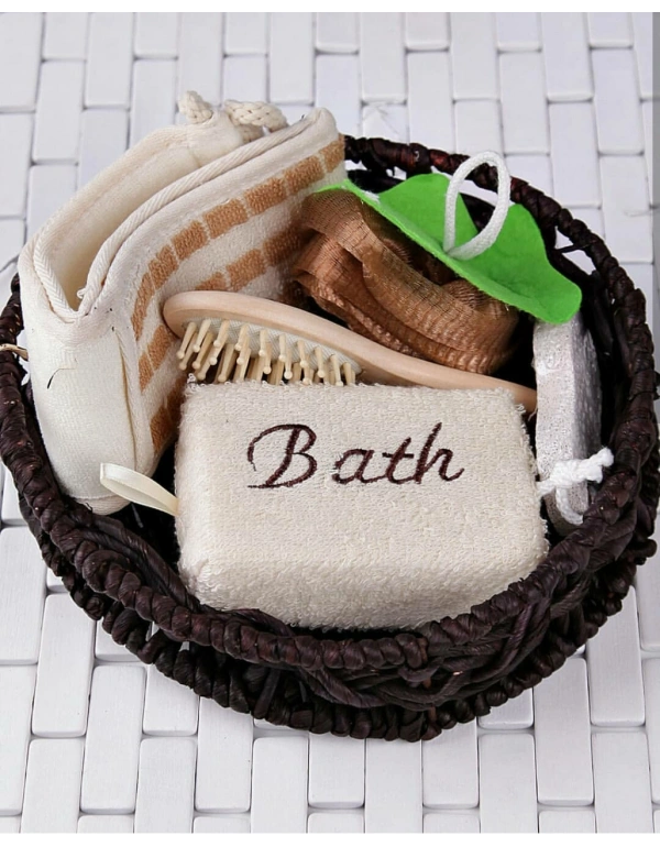 HASIR YUVARLAK SEPETTE BANYO SETİ