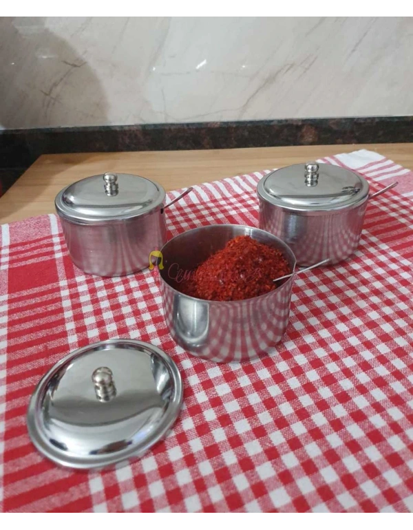 Kaşıklı Çelik Kapaklı Baharatlık 