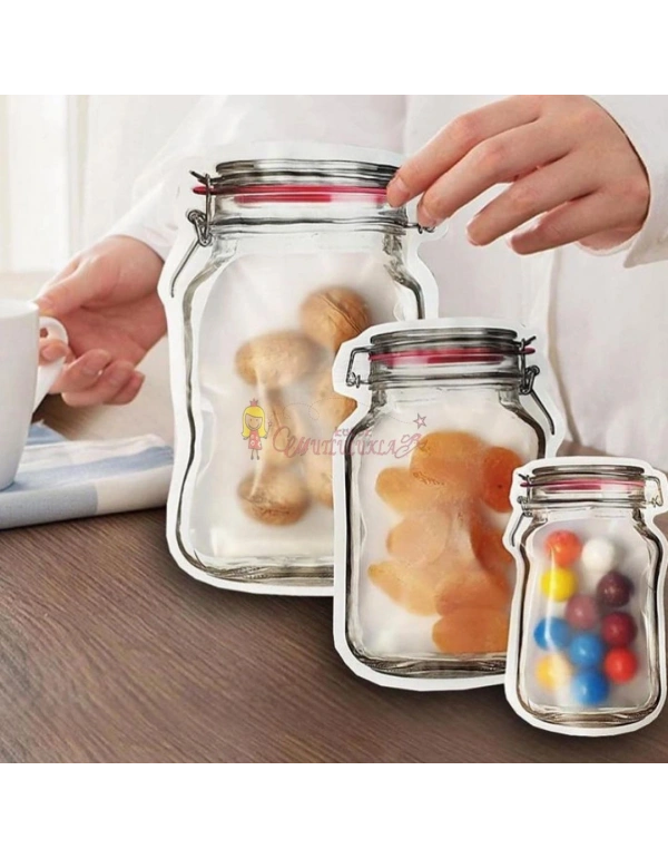 Kavanoz görünümlü Kilitli Saklama Poşeti