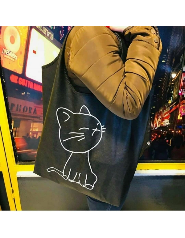 KEDİ DESEN BEZ ÇANTA