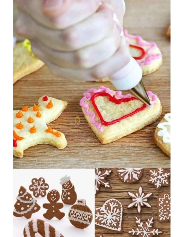 Krema Sıkma Torbası Seti 8 Parça Kek Kalıplı Çelik Uçlu Kek Pasta Dekorasyon Seti