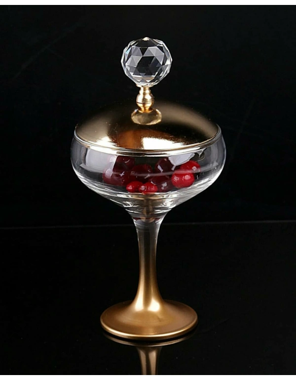 KRİSTAL TAŞLI KAPAKLI CAM ŞEKERLİK