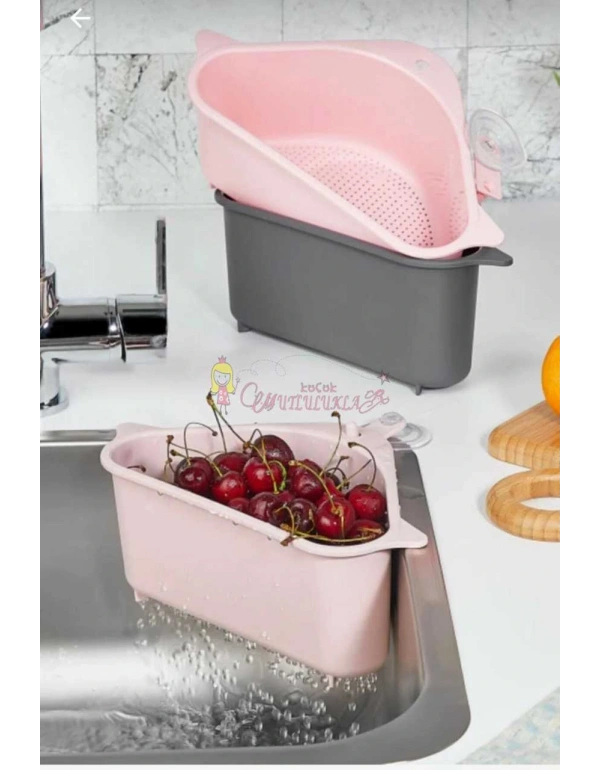 Lavabo Vantuzlu Üçgen Sebze Meyve Raf  Süzgeci