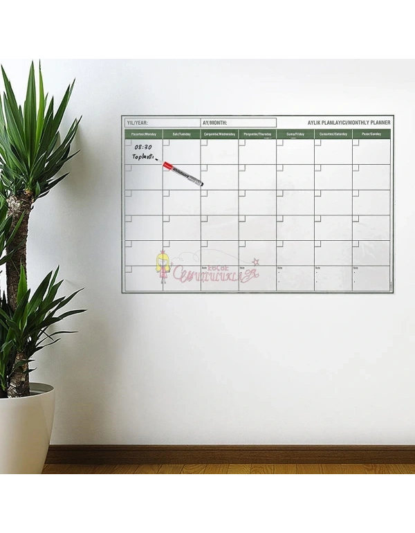 Manyetik Yapışkanlı Bir Aylık Program Planlayıcı Takvim 85x56 cm