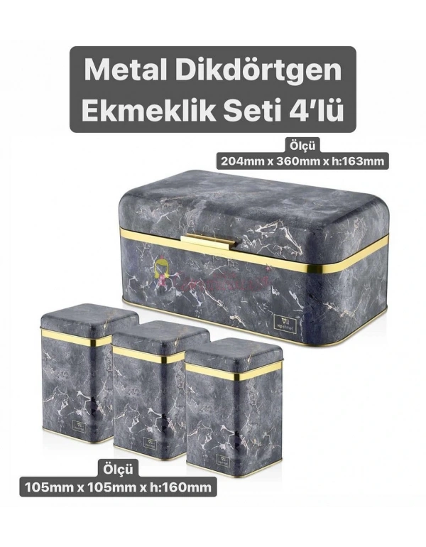 METAL DİKDÖRTGEN EKMEKLİK SET 4LÜ