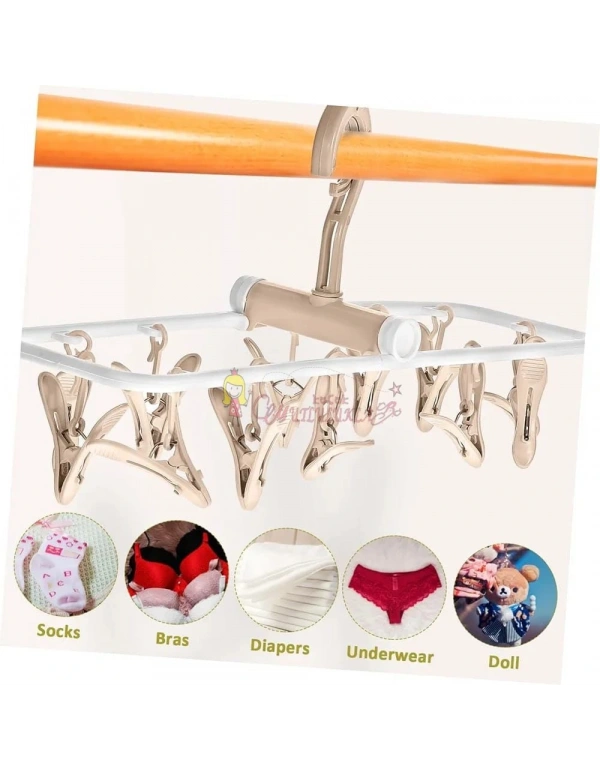 Paket Elbise Kurutma Rafı,12 Klips Çamaşır Kurutma Rafı Katlanır Çorap ve İç Çamaşırı Askısı