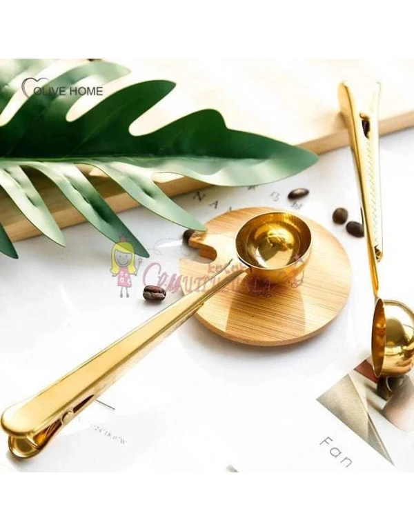Paslanmaz Çelik Klipsli Ölçü Kaşığı (Gold)