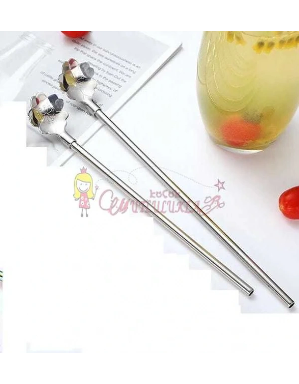 Paslanmaz Metal 2 li Kaşıklı Pipet Fırça Seti