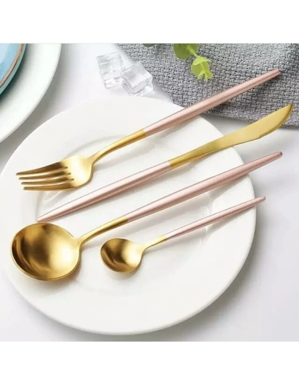 PİNK&MORE 36 PARÇA MAT ALTIN ÇATAL BIÇAK SETİ