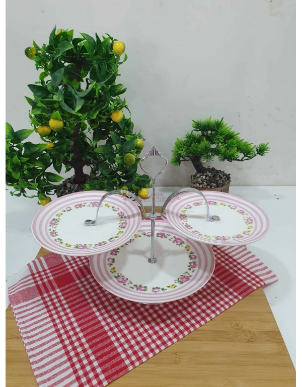 Porselen 3lü Kurabiyelik Şekerlik