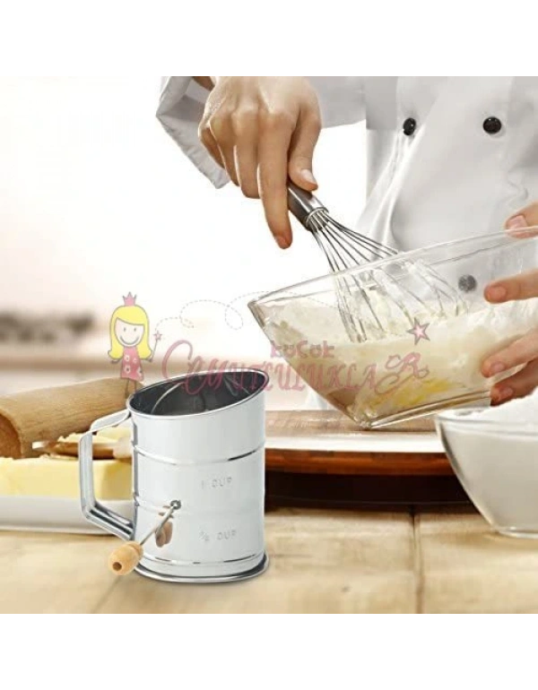 Pratik Çevirmeli Paslanmaz Çelik Un Eleği