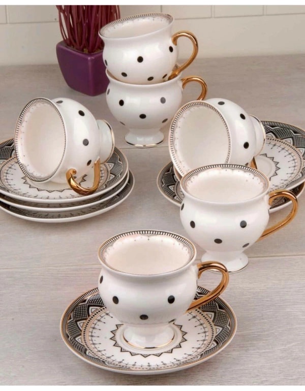 PUANLI ALTIN YALDIZLI LUKS KAHVE FİNCANI