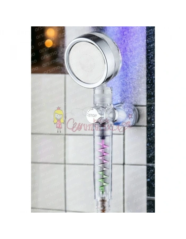 Şeffaf Renkli Pervaneli Su Tasarruflu Duş Başlığı Pervaneli El Duşu Renkli