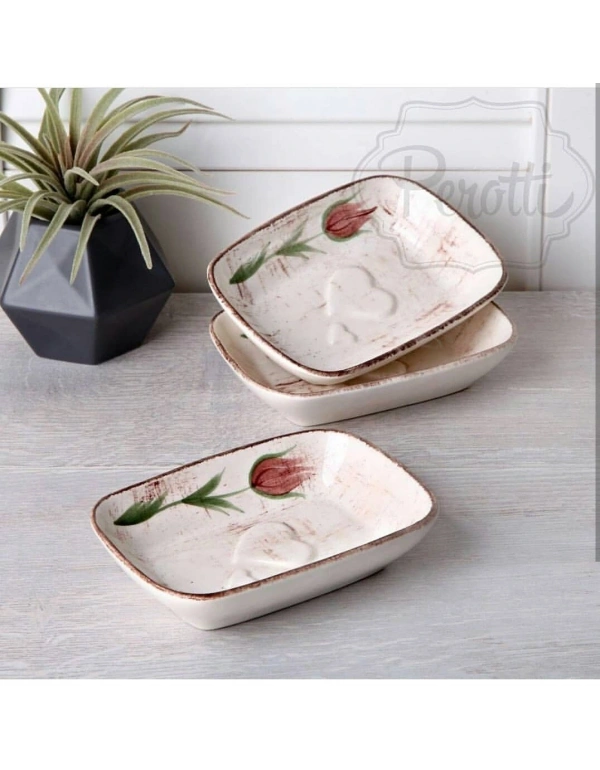 SERAMİK LALE DESENLİ DİKDÖRTGEN ÇEREZLİK