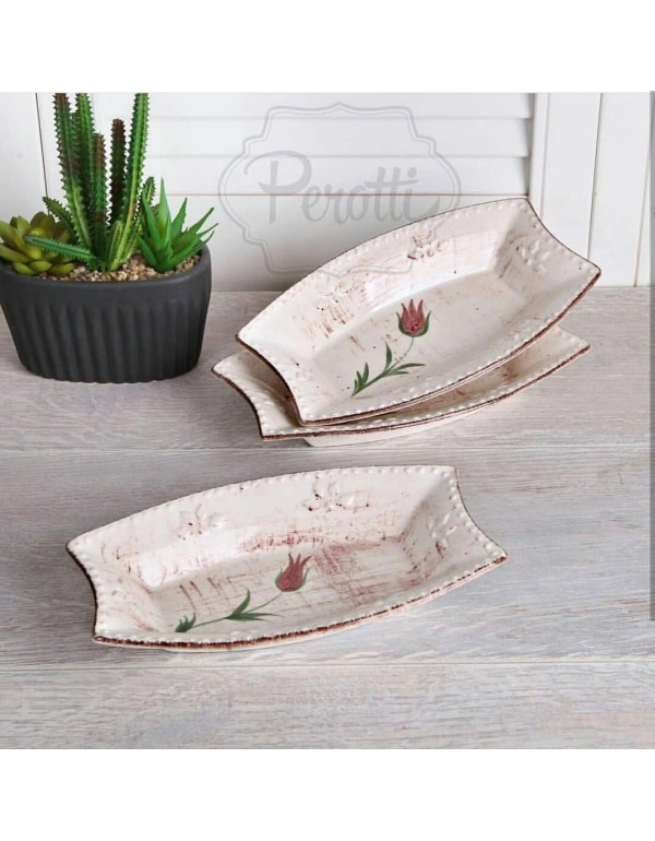 SERAMİK LALE DESENLİ YONCA KAYIK