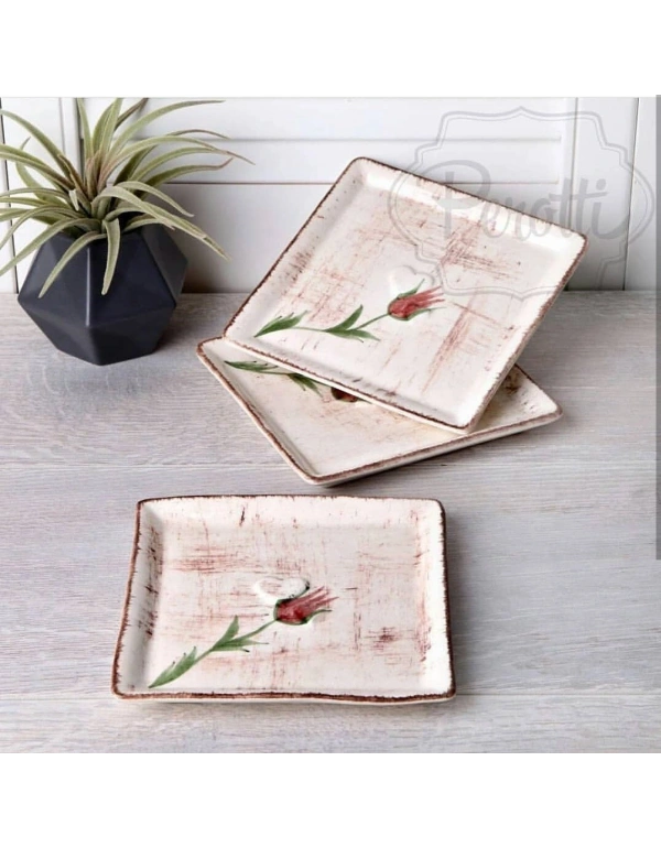 SERAMİK LALE KARE PASTA TABAĞI