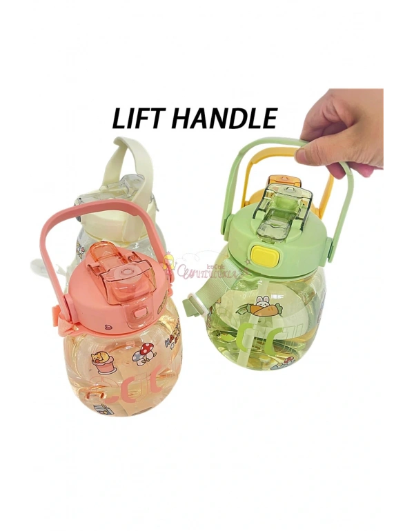 Sevimli Şeffaf 1100ML Su Şişesi Motivasyon Yetişkin İçme Su Şişesi