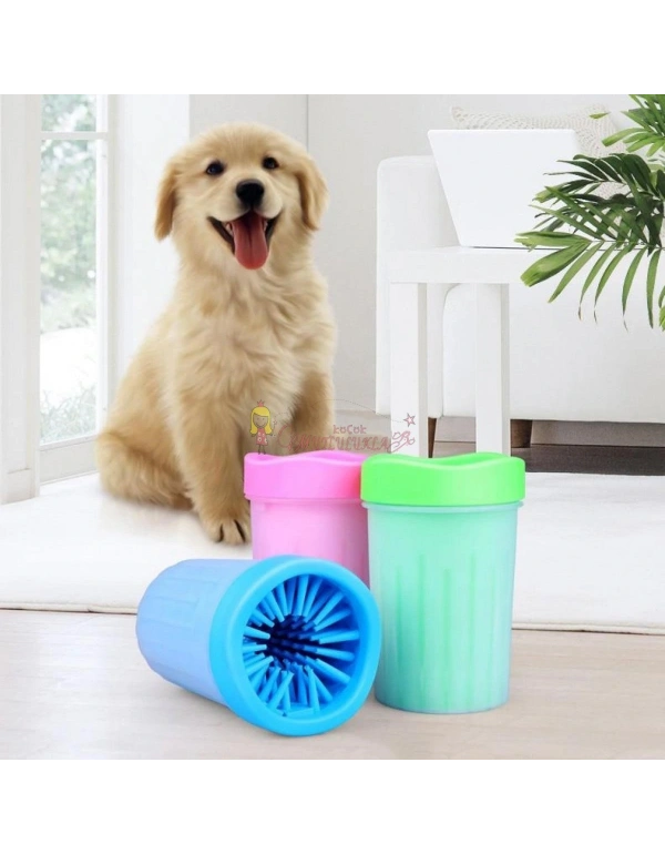 Silikon Jel Fırçalı Kedi Köpek Pati Ayak Yıkama Temizleme Kovası (Küçük)