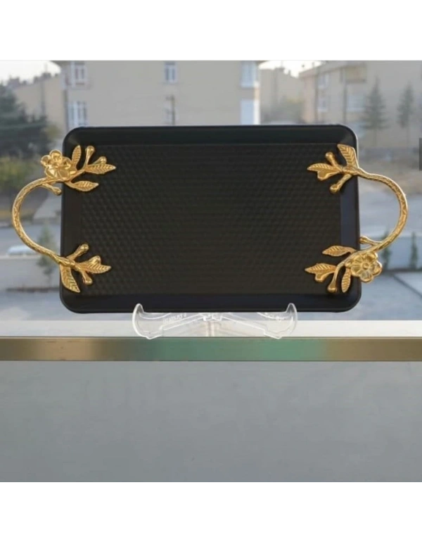 SİYAH GOLD DETAY TEPSİ