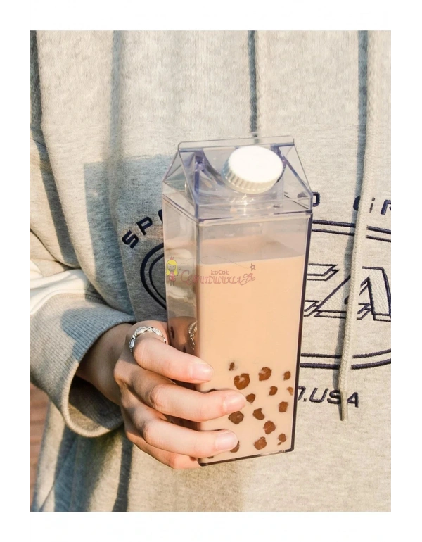 Süt Kutu Tasarımlı Su Kahve Içecek Şişesi Kahve Ve Sunum Bardağı