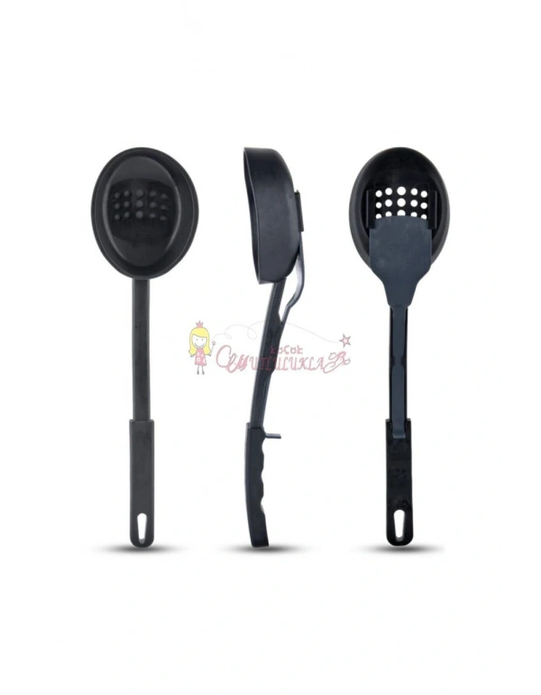 Yanmaz Yapışmaz 3ü 1 Arada Servis Seti 220 Dereceye Dayanıklı Hem Kaşık Hem Kevgir Hem Kepçe