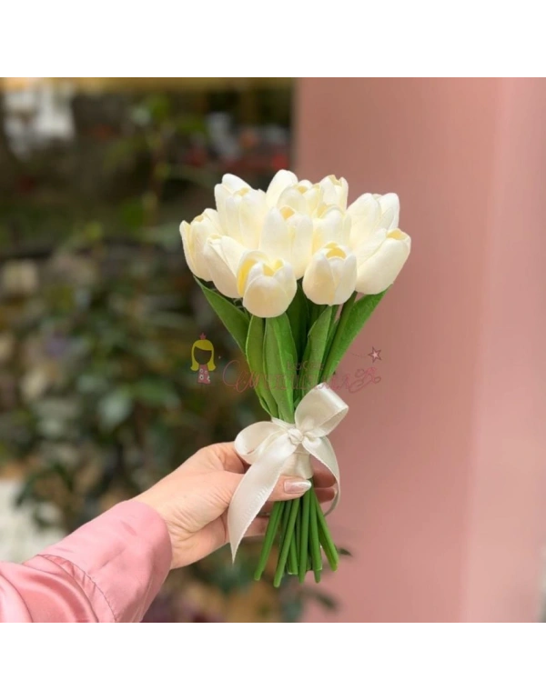 Yapay 10lu Islak Lale Buketi Gerçek Dokulu