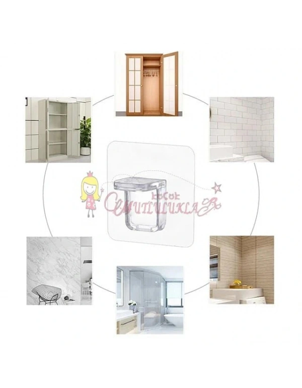 Yapışkan Pratik Raf Tutucu Portatif Menteşe 4 lü