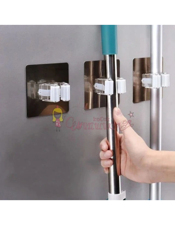 Yapışkanlı Pratik Mop Tutucu 4 Adet Gold Beyaz