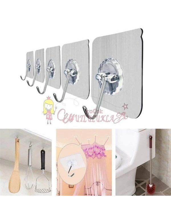 Yapışkanlı Suya Dayanıklı Şeffaf Askı 5li Set