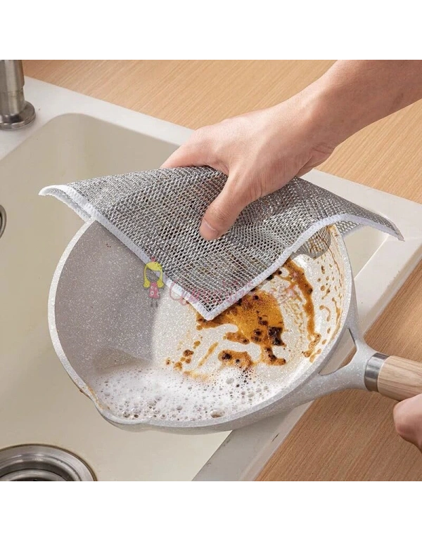 Yeni çift katlı telli zor kir bezi Çok Fonksiyonlu Çizilmez Tel Bulaşık Bezi, Islak ve Kuru Tel Bulaşık Bezi