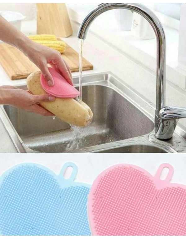 YENİ SİLİKON BULAŞIK YIKAMA ÇİFT TARAFLI SCRUBBER MUTFAK TEMİZLEME FIRÇASI PED ARACI