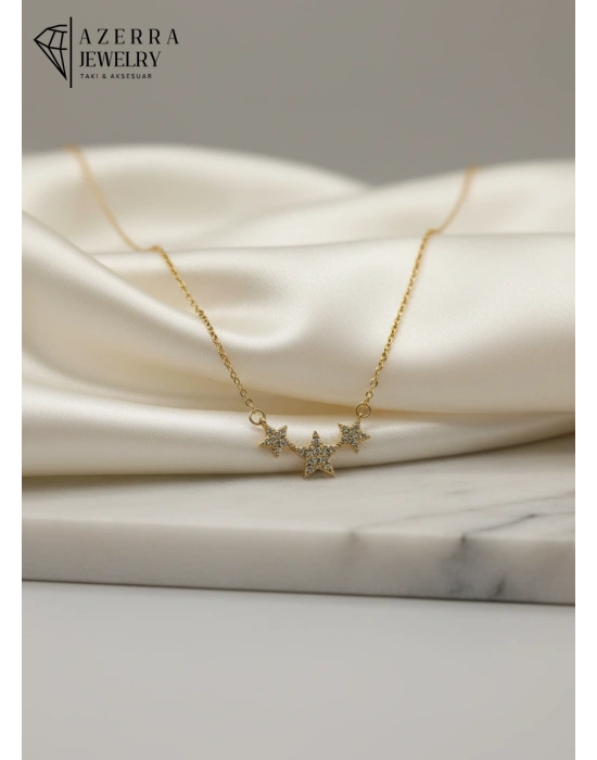 3 Yıldızlı Kolye Gold Renk | Çelik