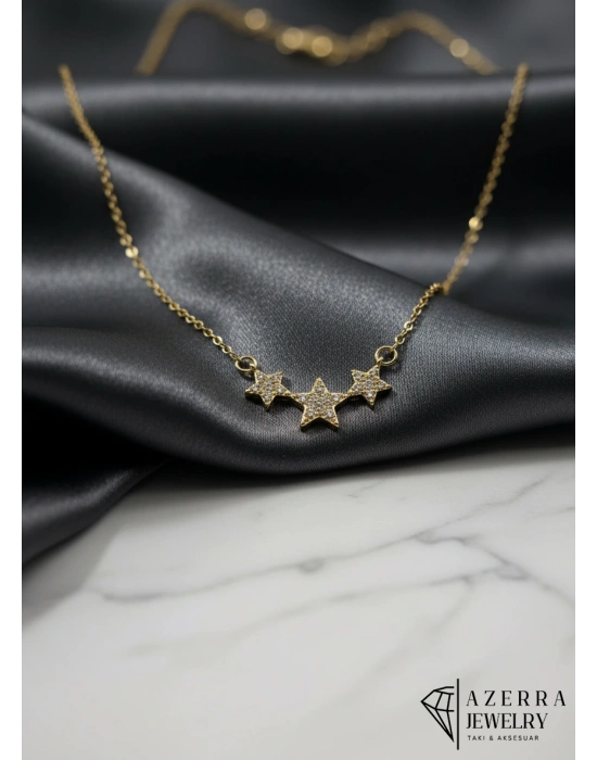 3 Yıldızlı Kolye Gold Renk | Çelik