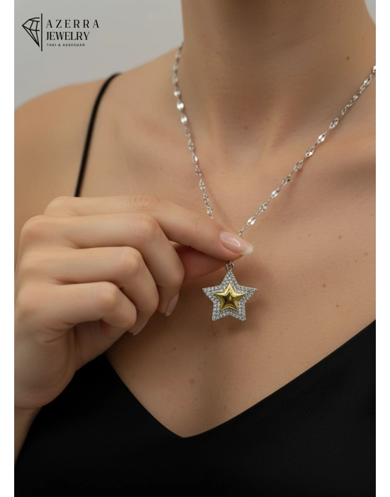 Starlux Işıltı Yıldız Kolye | Çelik