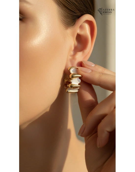 AZERRA Fluid Gold Küpe | Çelik