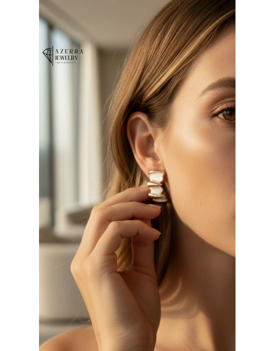 AZERRA Fluid Gold Küpe | Çelik