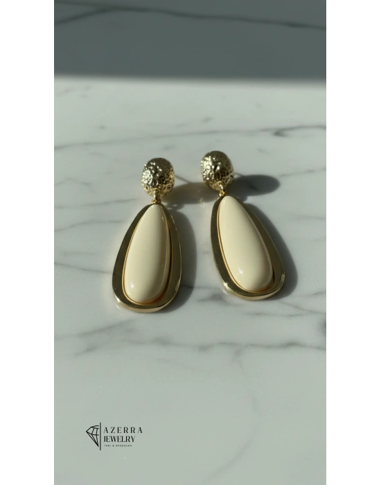 AZERRA Cream Elegance Küpe | Çelik