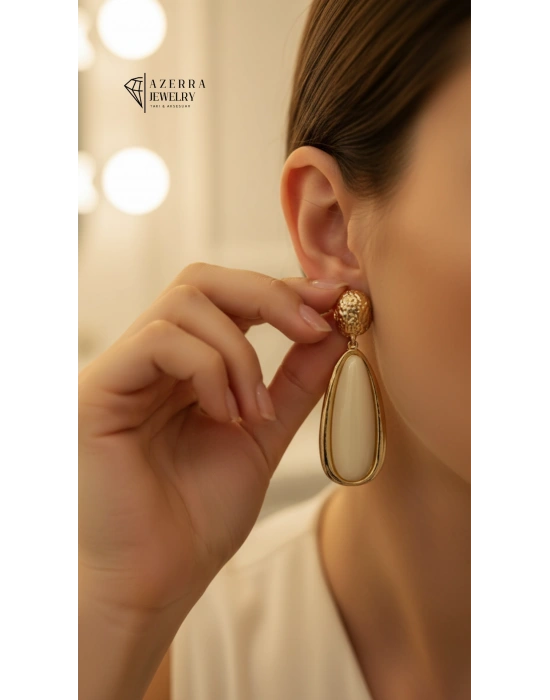AZERRA Cream Elegance Küpe | Çelik
