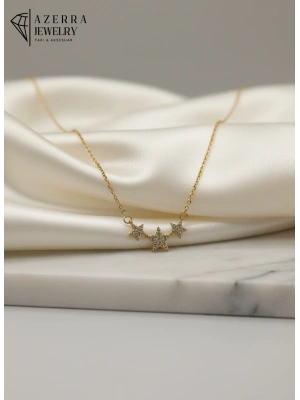 3 Yıldızlı Kolye Gold Renk | Çelik