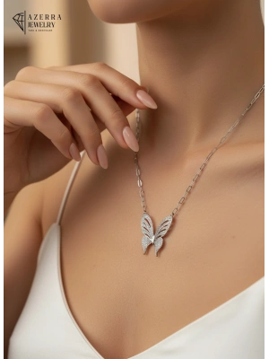 Unita Mıknatıslı Kelebek Kolye Silver | Çelik