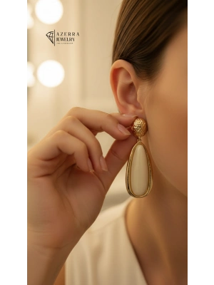 AZERRA Cream Elegance Küpe | Çelik