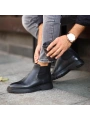 Yeni Sezon Erkek Eva Taban Deri Chelsea Casual Bot - Siyah
