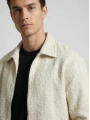 Erkek Polo Yaka Keten İnce Baharlık Mont- Krem