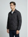 Erkek Normal Kalıp Jel Dolgu Desenli Mont - Siyah