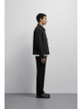 Erkek Normal Kalıp İnce Baharlık Mont- Siyah
