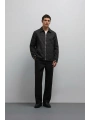 Erkek Normal Kalıp İnce Baharlık Mont- Siyah