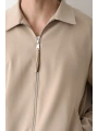 Erkek Polo Yaka İnce Baharlık Mont- Krem